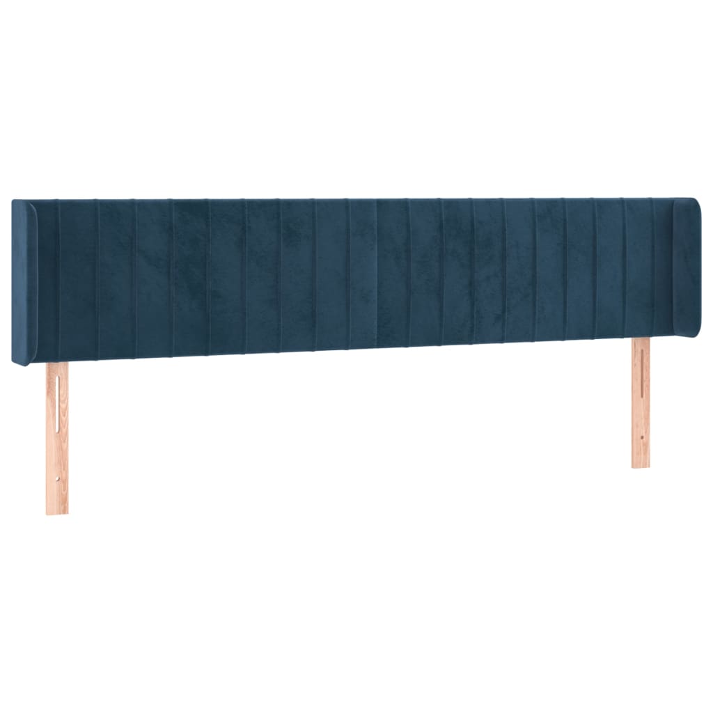 Maison Exclusive - Tête de lit avec oreilles Bleu foncé 203x16x78/88 cm Velours - 2