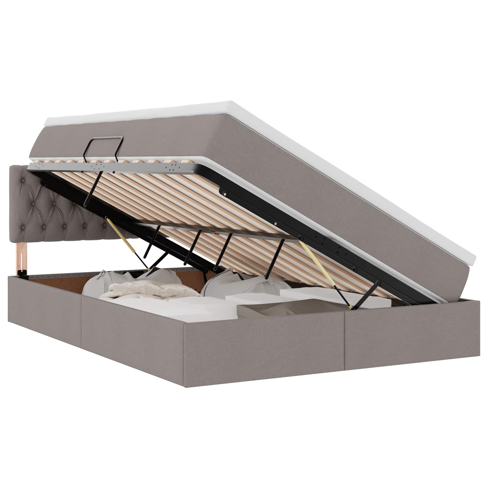 Lit avec rangement et matelas taupe 140 x 200 cm velours - 2