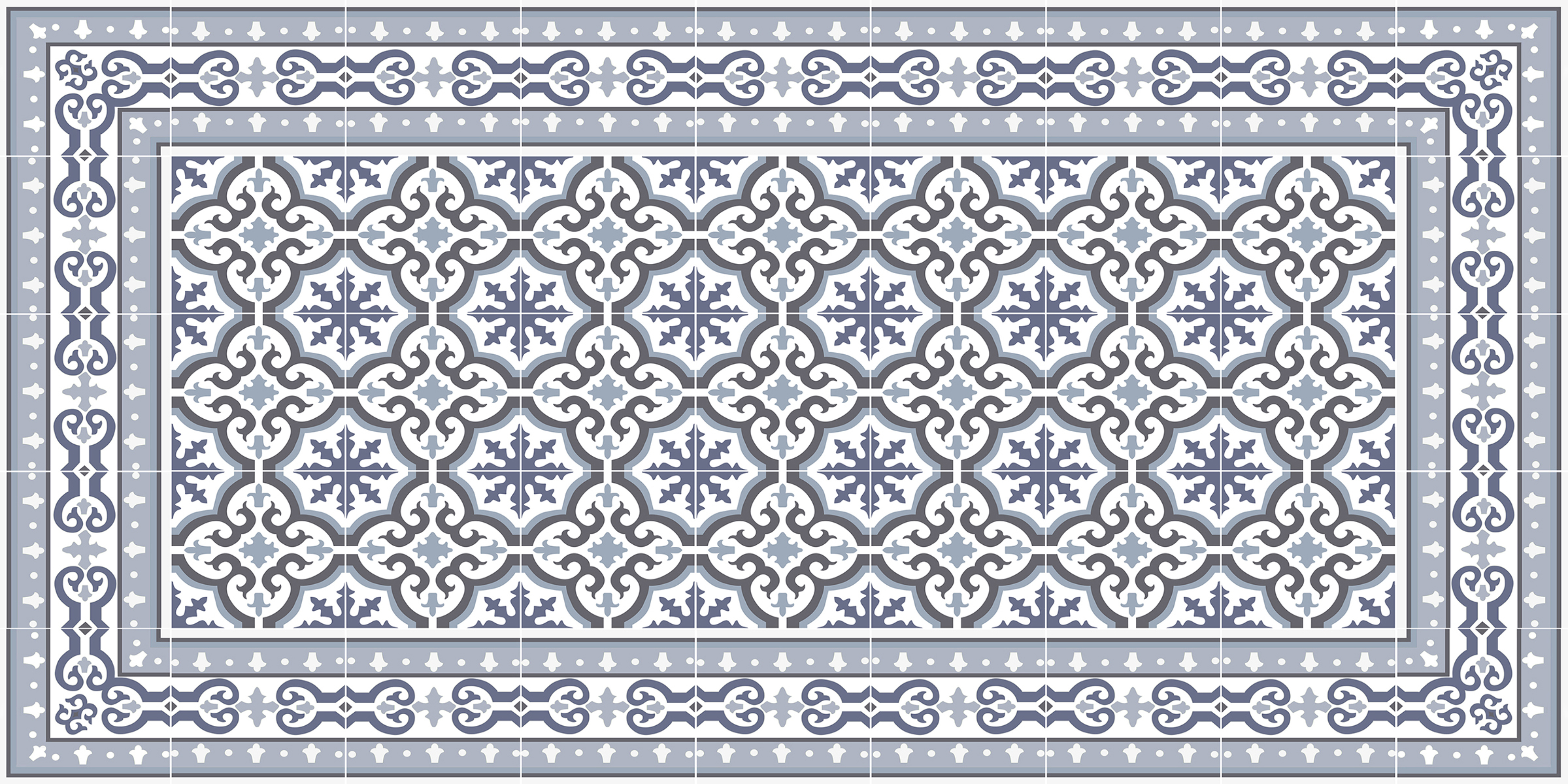 Alfombra de vinilo jeanette 50x100 cm - pvc antideslizante, vinilica para cocina o salón, lavable, estilo hidraúlico
