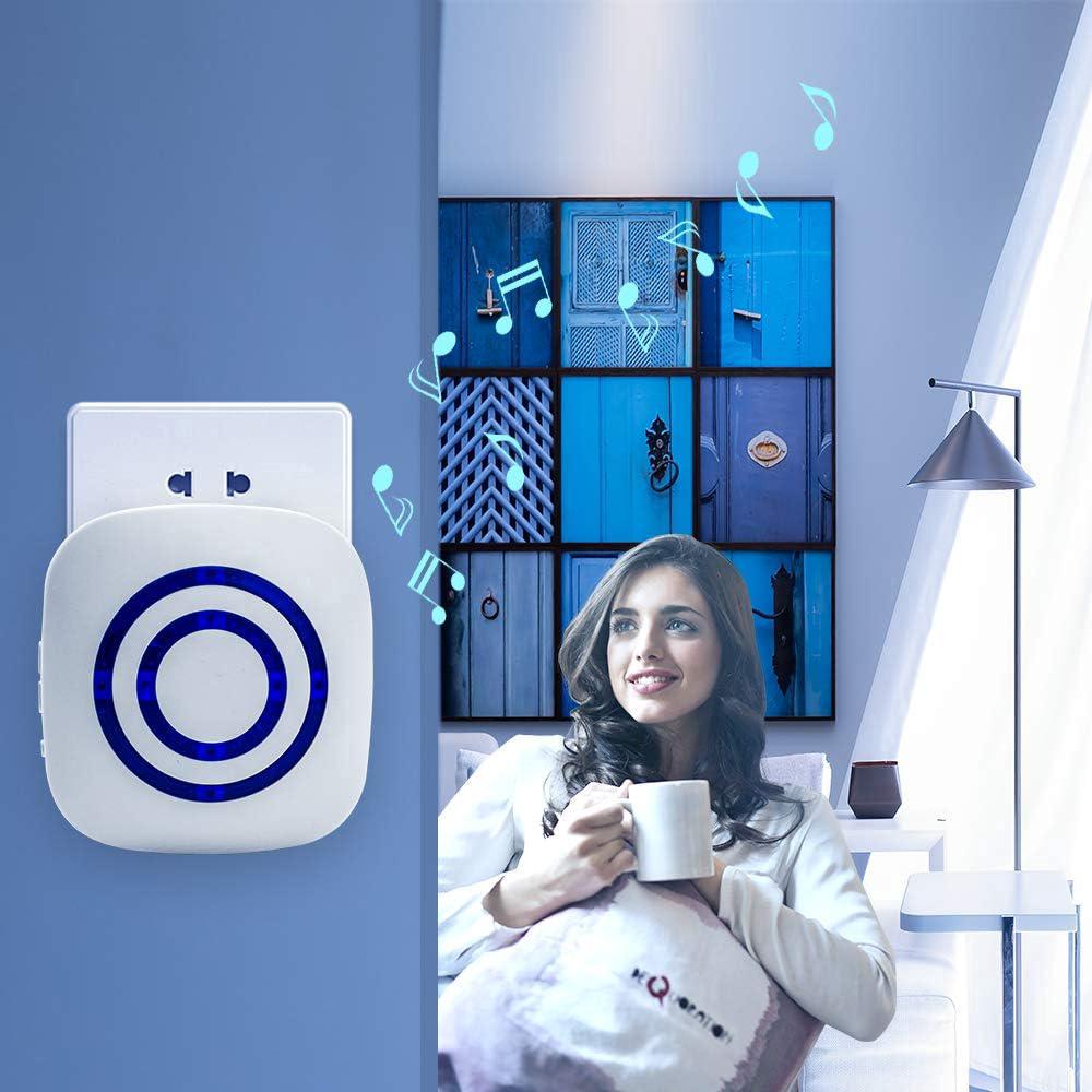 Sonnette sans Fil Kit de Carillon de Porte Electrique avec 1 Récepteur et 1 Détecteur de Mouvement PIR Capteur Alerte Visiteur Alarme de Sécurité ave - 4