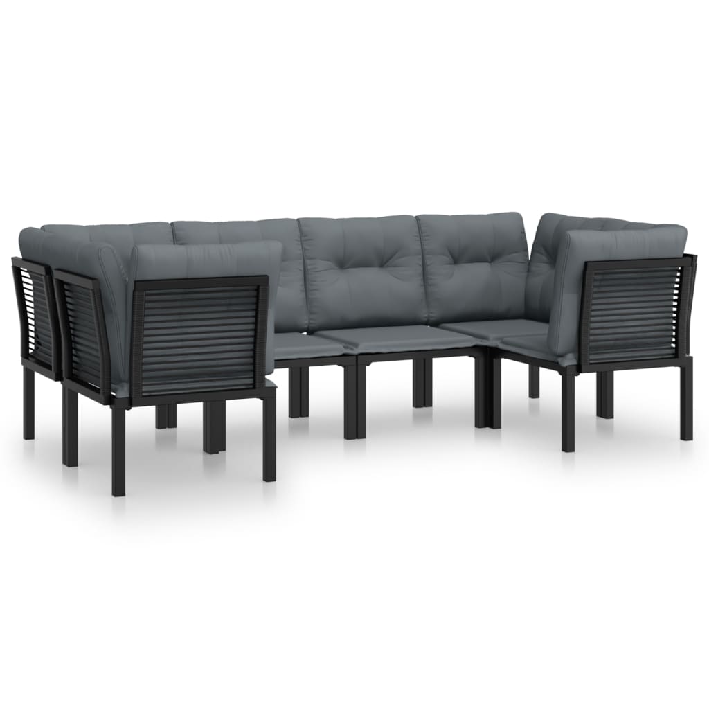 Maison Exclusive - Set Salotto da Giardino 6 pz in Polyrattan Nero e Grigio - 2