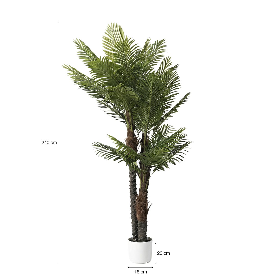 Planta artificial decorativa Palmera de 240 cm en maceta color verde - 5
