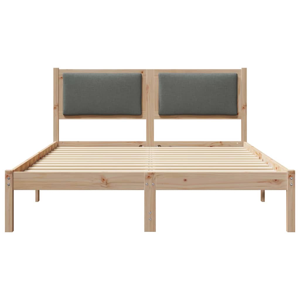 Cadre de lit en pin massif gris foncé, 135 × 190 cm - 5