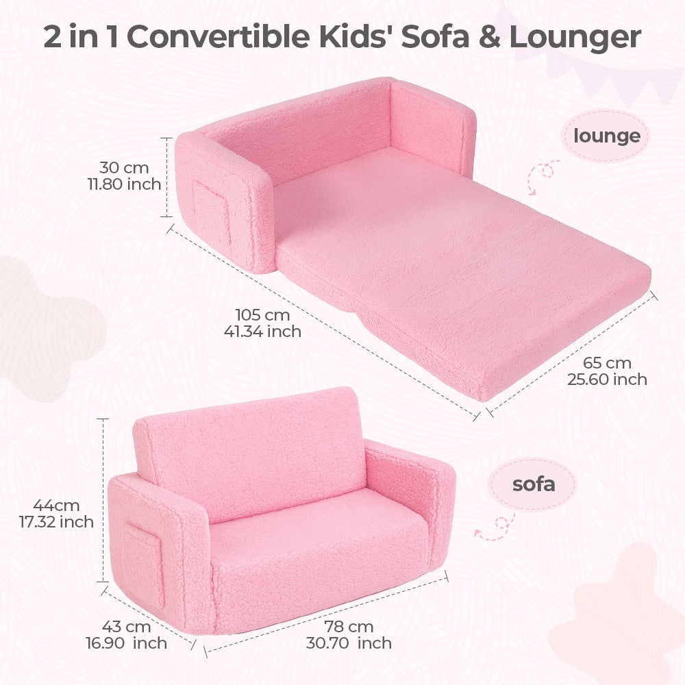 Canapé Enfant Convertible 2 En 1 - Se Transforme En Lit Pliable - En Mousse Haute Densité - Pour Enfants 3 Ans Et Plus