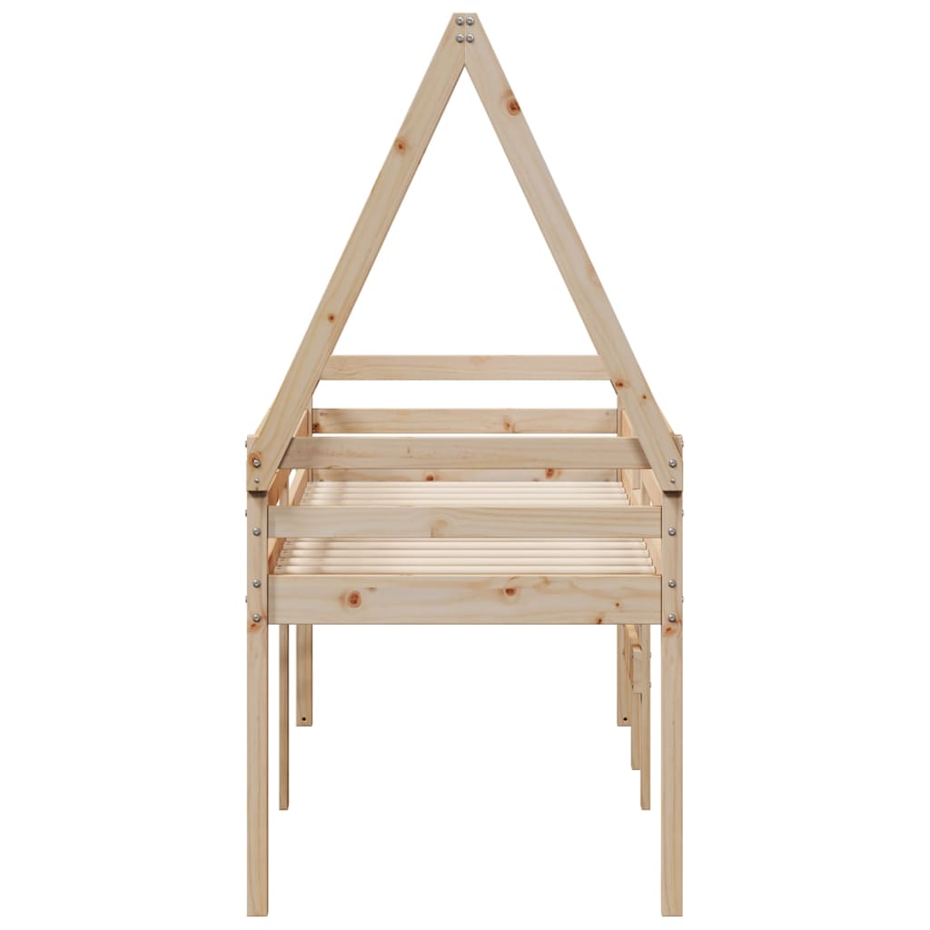 Lit haut avec toit 75x190 cm bois de pin massif - 7