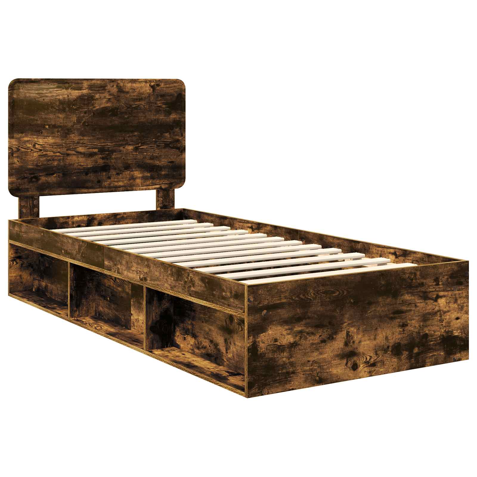 Cadre de lit chêne fumé 100 x 200 cm bois de pin massif - 4