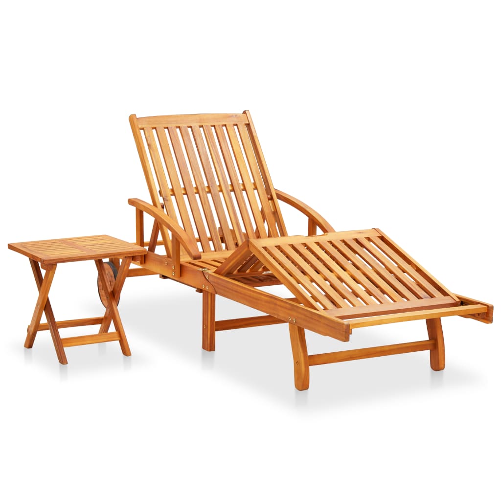 Maison Exclusive - Chaise longue de jardin avec table et coussin Bois d'acacia - 2