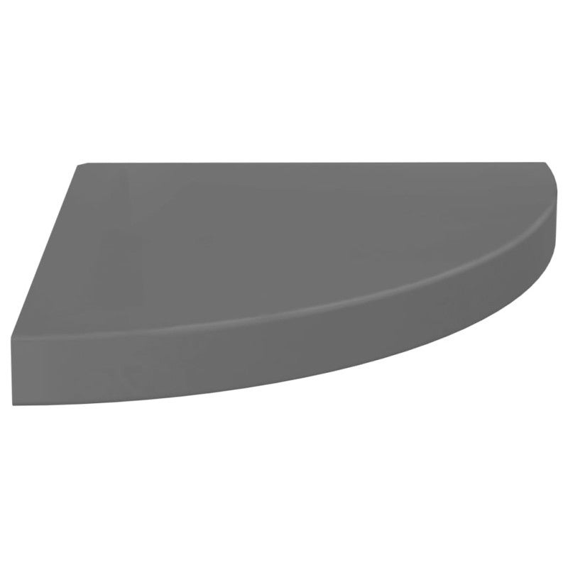 Étagère d angle flottante gris brillant 35x35x3,8 cm MDF - 2