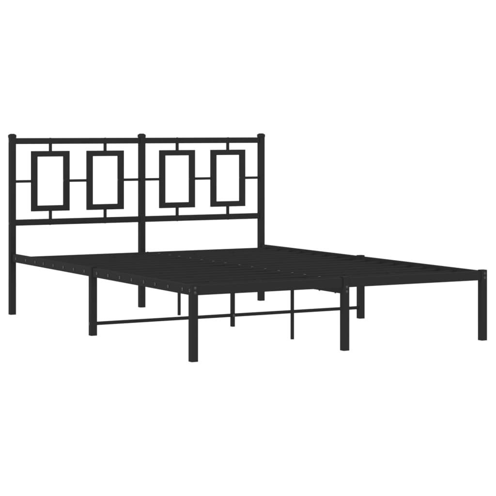 Cadre de lit métal avec tête de lit noir 140x200 - 2