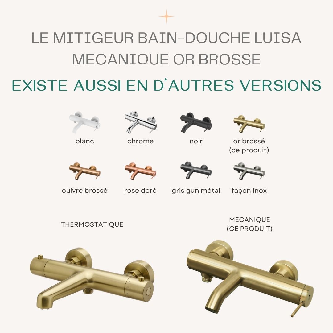 Luisa mitigeur bain-douche mécanique or brossé - 5