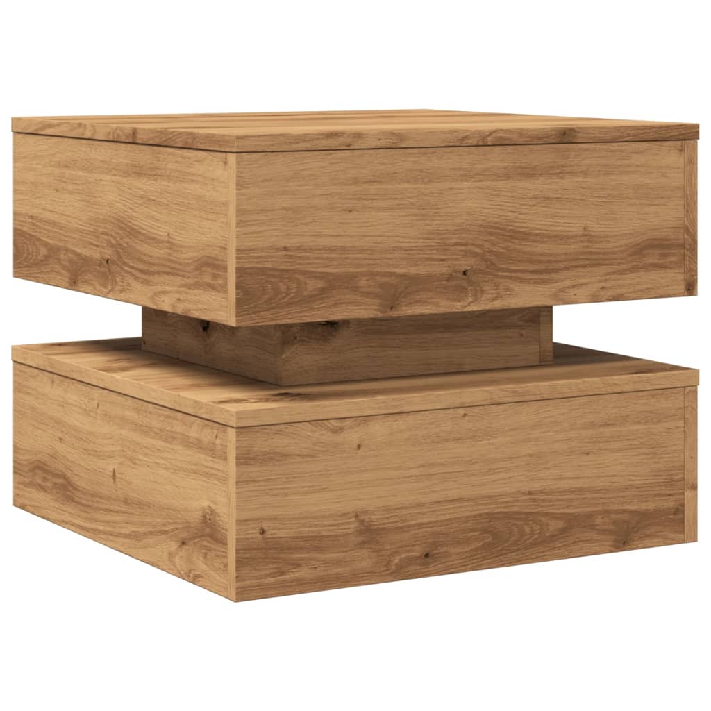 Maison Exclusive - Table basse avec lumières LED chêne artisanal 50x50x40 cm - 3