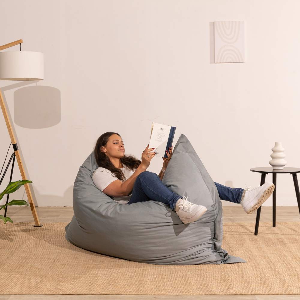 Pouf extérieur imperméable anti-uv déhoussable BANANAIR 140 x 180 cm gris clair - 5