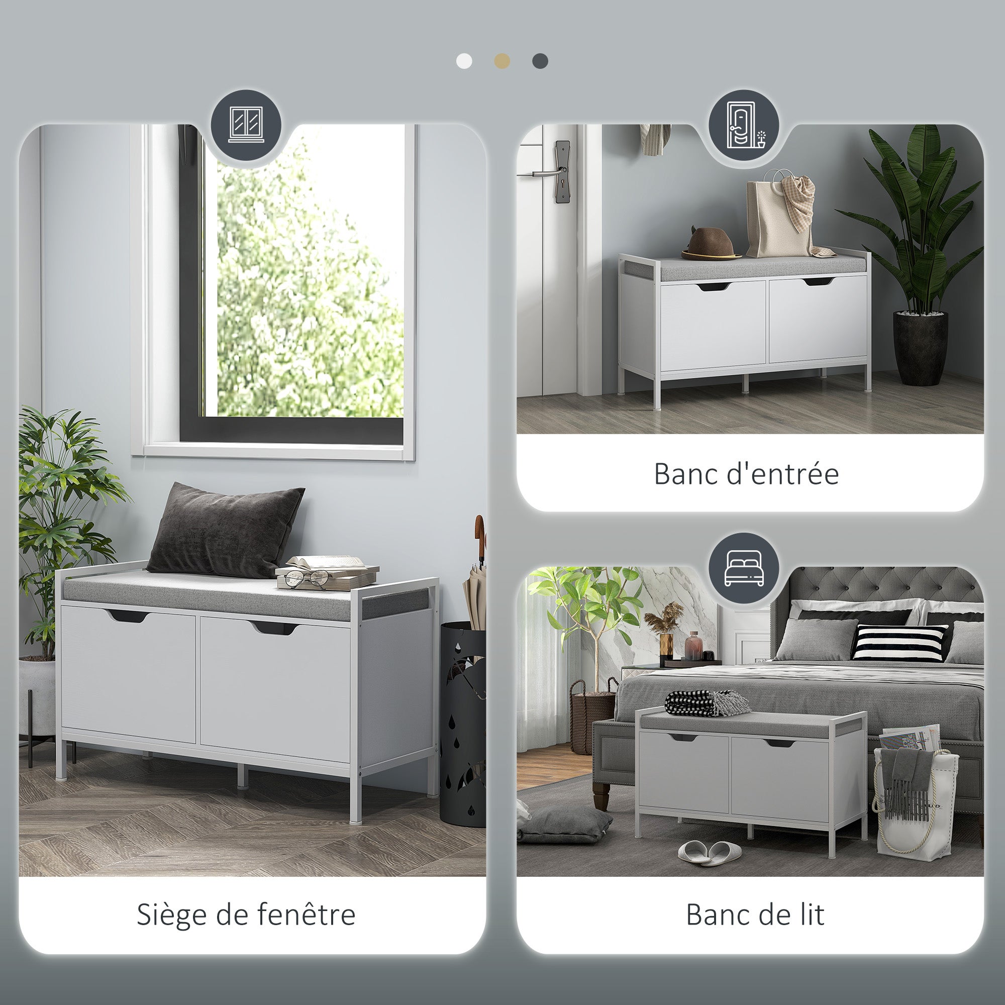 Banc à chaussures aggloméré 2 places HOMCOM - 7