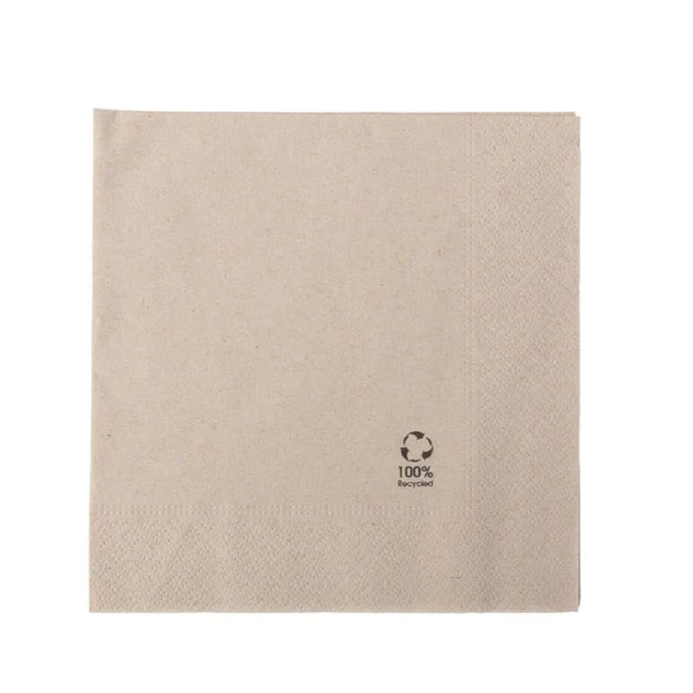 GREENBOX Tovaglioli ecologici biologici in carta riciclata, tovaglioli di carta di alta qualità, 33 x 33 cm, 100 tovaglioli da cocktail non sbiancati - 2