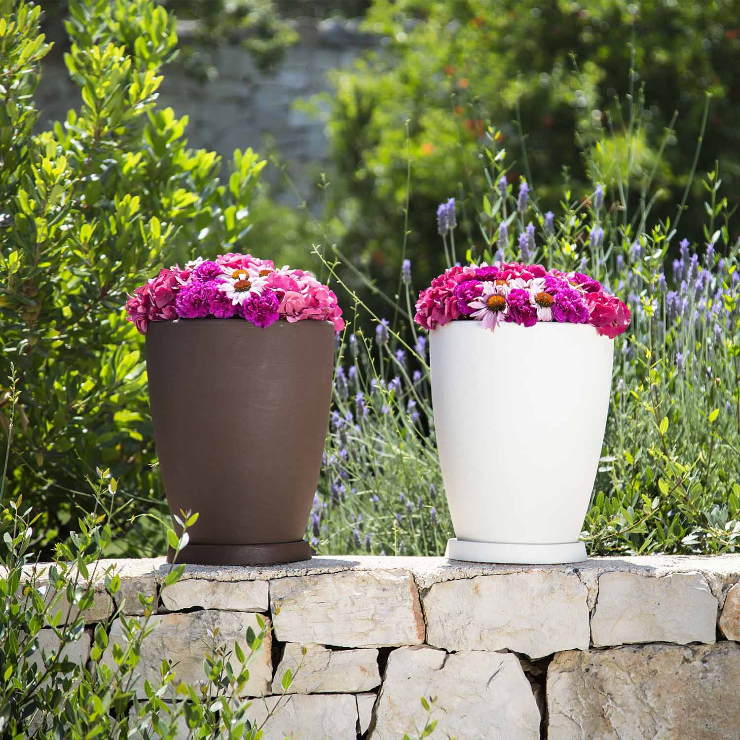 Vase Monacis Adone Rond en Polymère Gris - Ø 30 cm. - h 38 cm. - 6