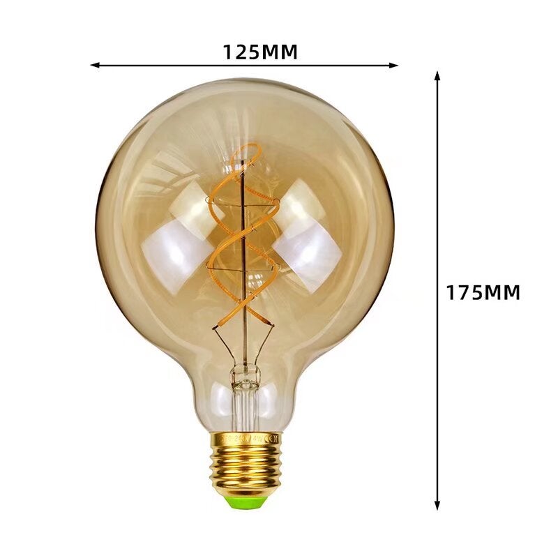Edison Classique LED Ampoule G125 4W Dimmable Style Vintage 220 / 240V E27 (Ambre) - 2