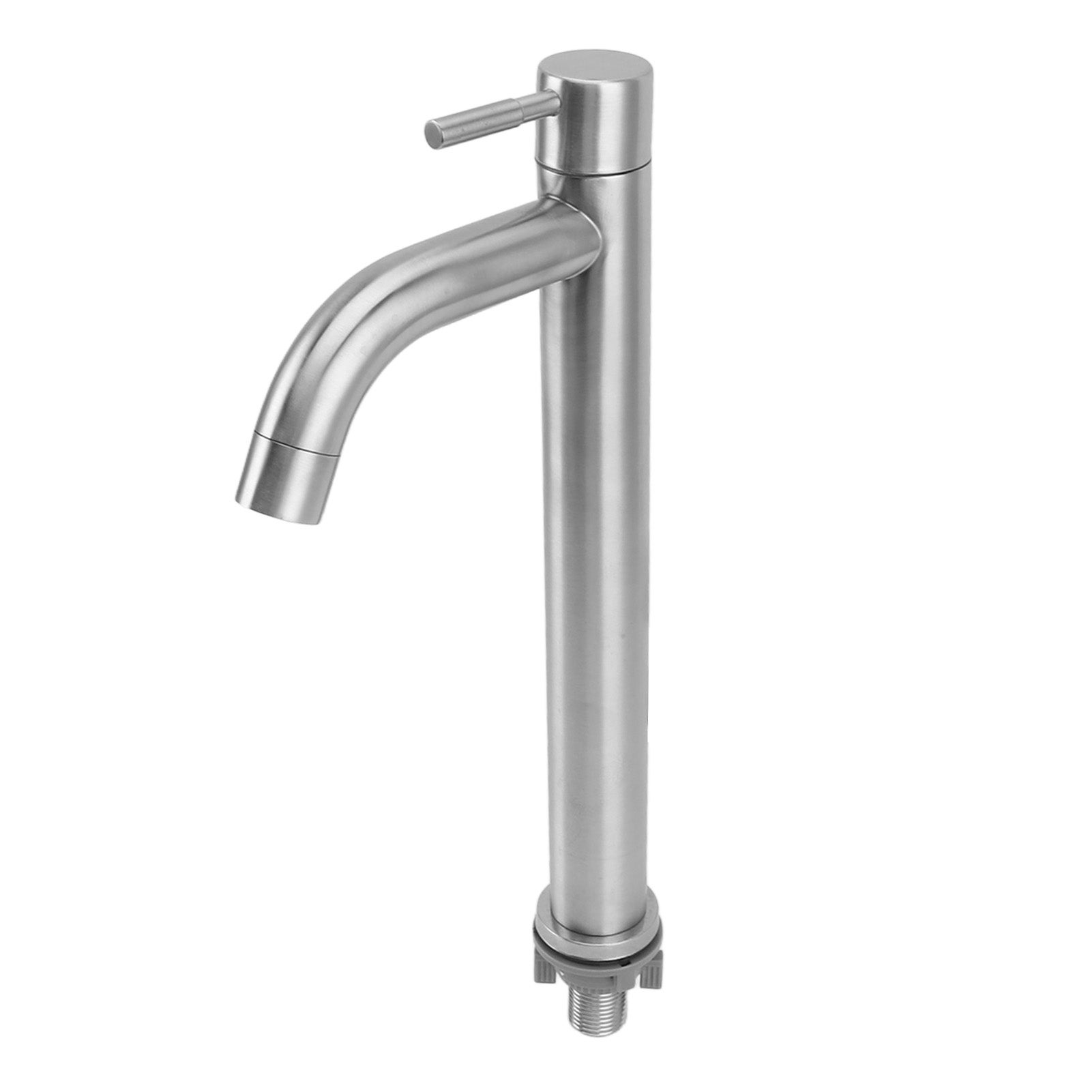 Pojedyncza zimna bateria kuchenna, jednootworowa bateria łazienkowa ze stali nierdzewnej do domu, płaska, wysoka i zakrzywiona.