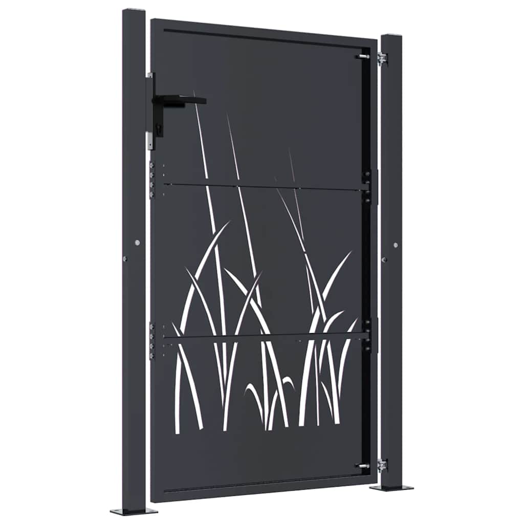 Portail de jardin Anthracite 100x125 cm Acier Design Herbe vidaXL - 5