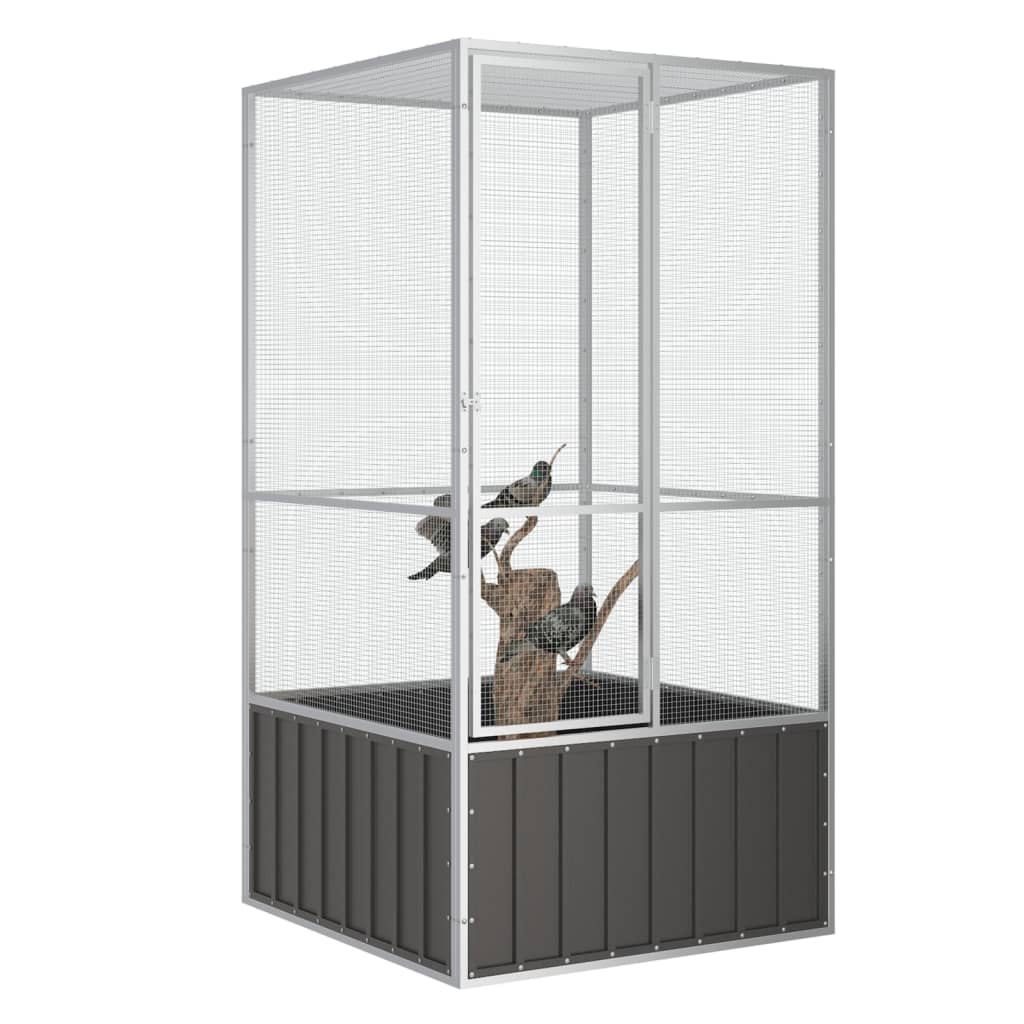 Merlin Cage Cage à oiseaux Anthracite 111x107x211,5 cm Acier galvanisé CFW93359 ...