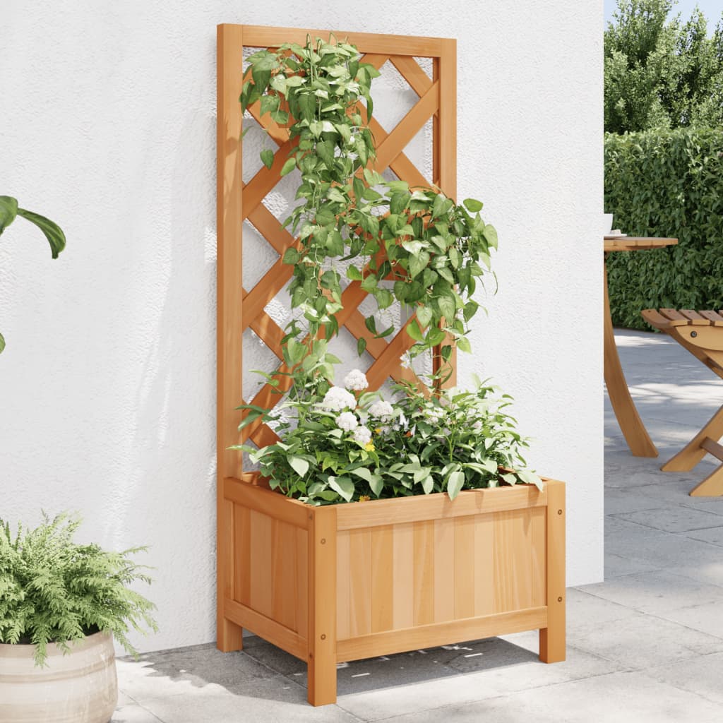 Jardinera De Esquina Con Enrejado De Madera De Abeto – 40x40x150 Cm – Macetero Exterior Para Plantas Trepadoras (Rosas, Hiedra) – GuyAna