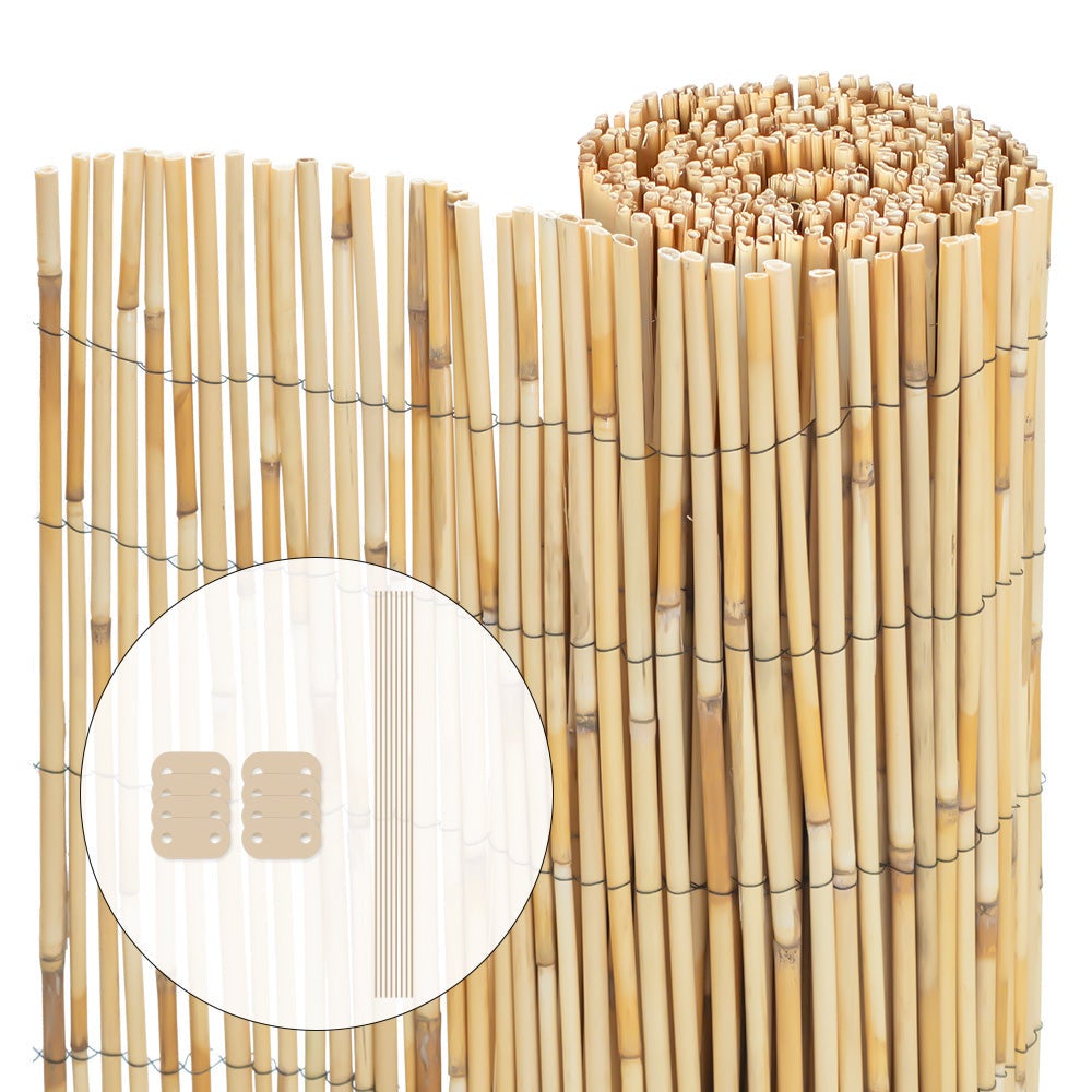 Canisse En Roseau Naturel VOUNOT 90x300cm - Brise Vue Jardin Avec Attaches, Protection Intimité Terrasse Et Balcon