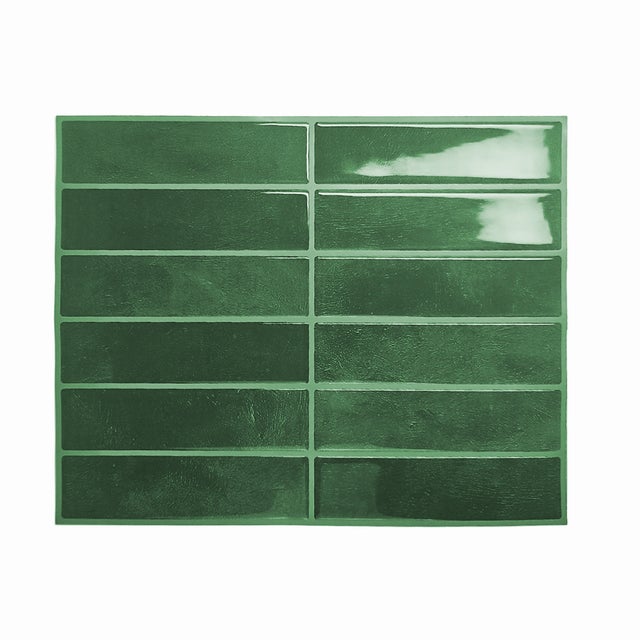 10 feuilles d'autocollants carrelage 3D - Convient pour salles de bains et cuisines - DIY Stickers muraux pour carrelage - 29 x 23 cm - Vert