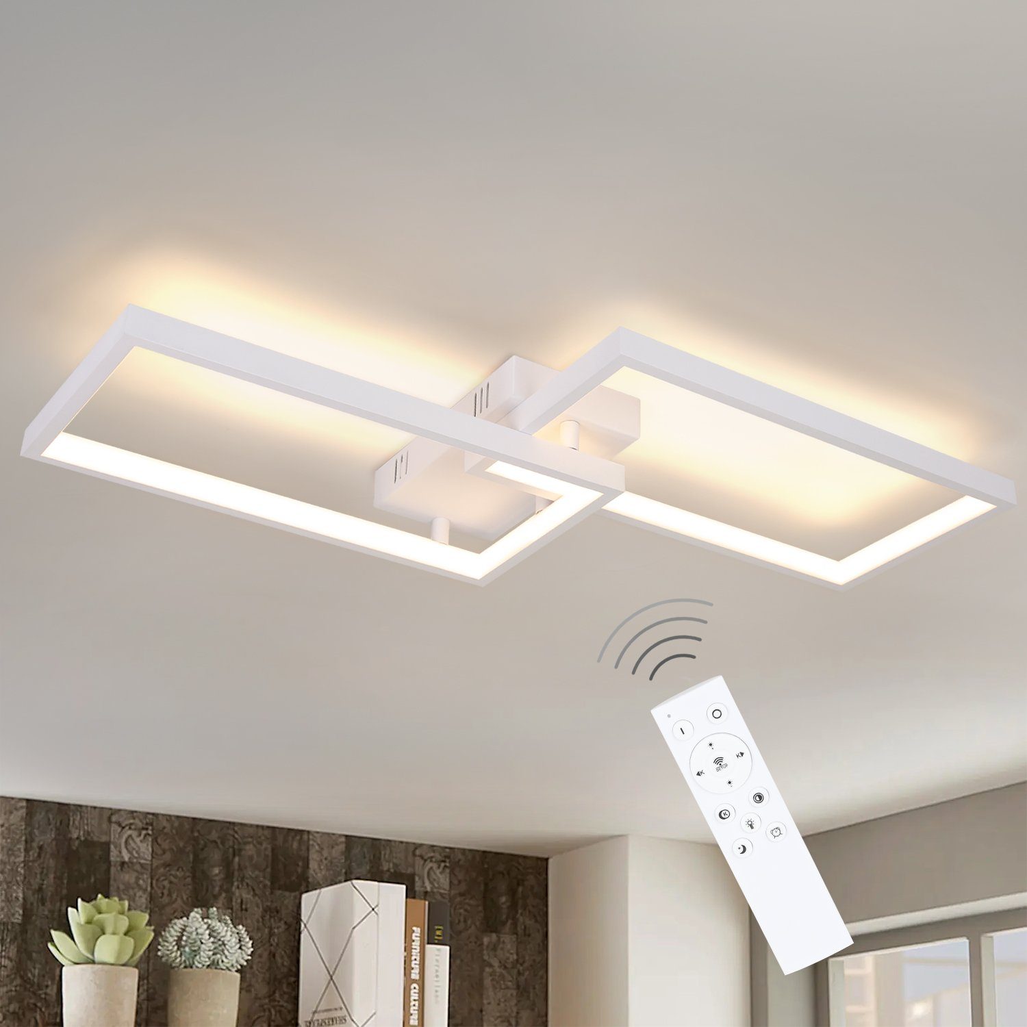 NETTLIFE Ściemnialna lampa sufitowa LED z pilotem 40 W Biała metalowa nowoczesna lampa kuchenna do sypialni i salonu