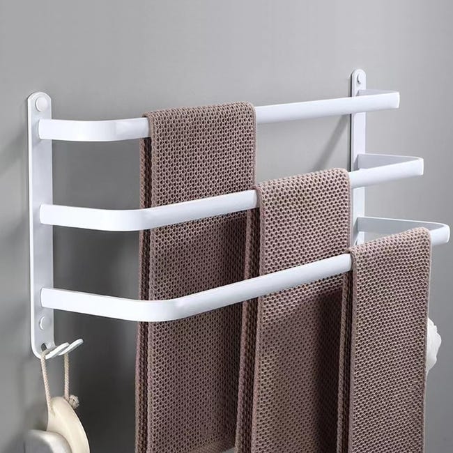 Portasciugamani Autoadesivo In Alluminio Per Bagno E Cucina - Capacità 30kg, Bianco, 50cm - Foto 7