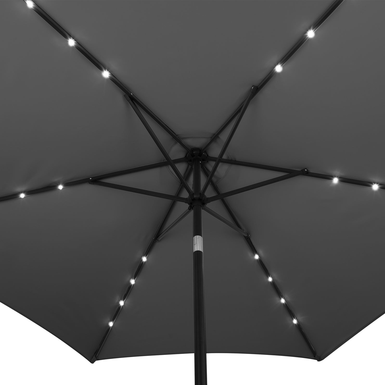 KINGSLEEVE® Parasol de jardin extérieur LED solaire 270cm anthracite Pare-soleil inclinable avec manivelle Protection UV 80+ - 3