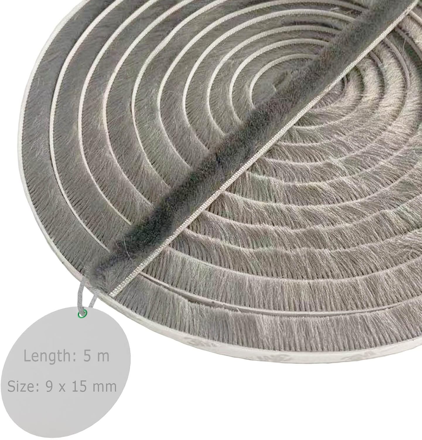 Uszczelka szczotkowa do drzwi, 5 m x 9 mm x 15 mm, szara, uszczelka okienna do drzwi dźwiękoszczelnych, uszczelka szczotkowa z moskitierą