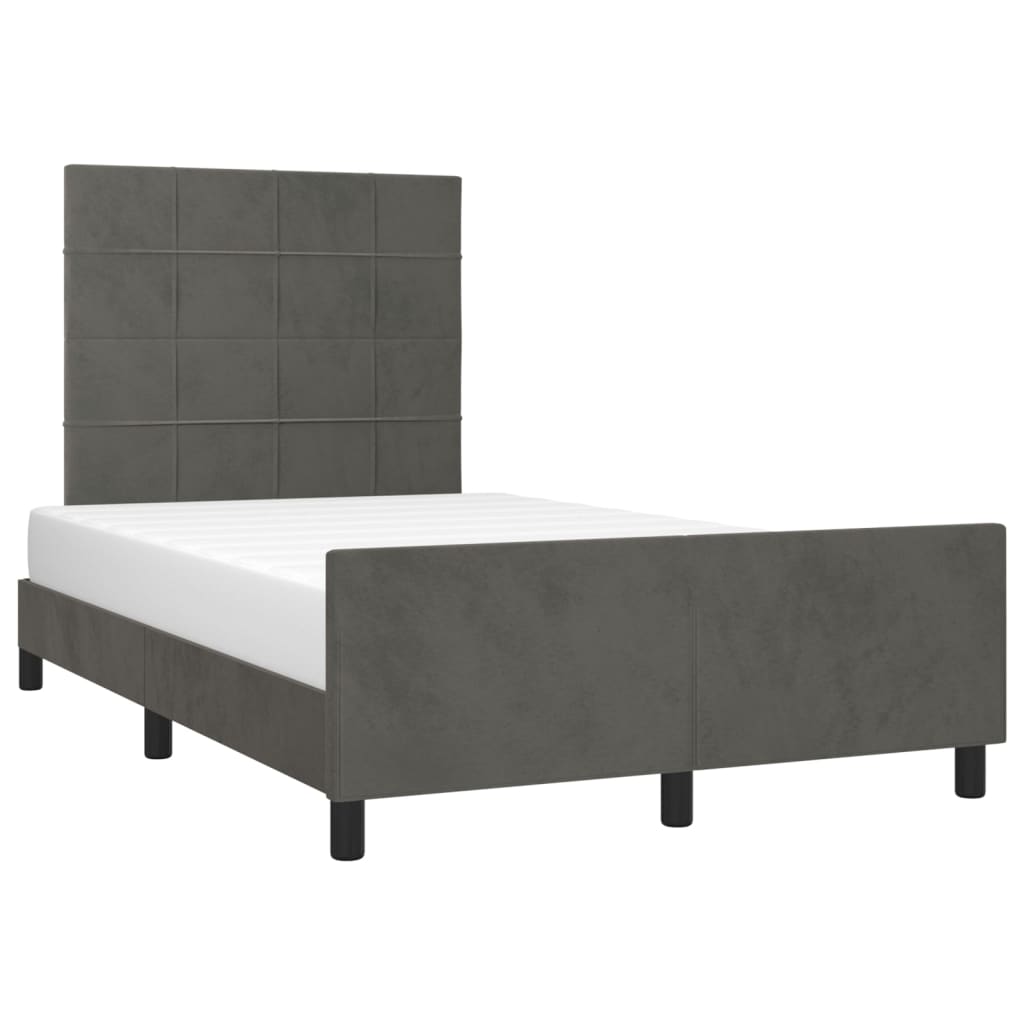 Cadre de lit sans matelas, velours, gris foncé, pour la chambre, 120 × 200 cm - 3