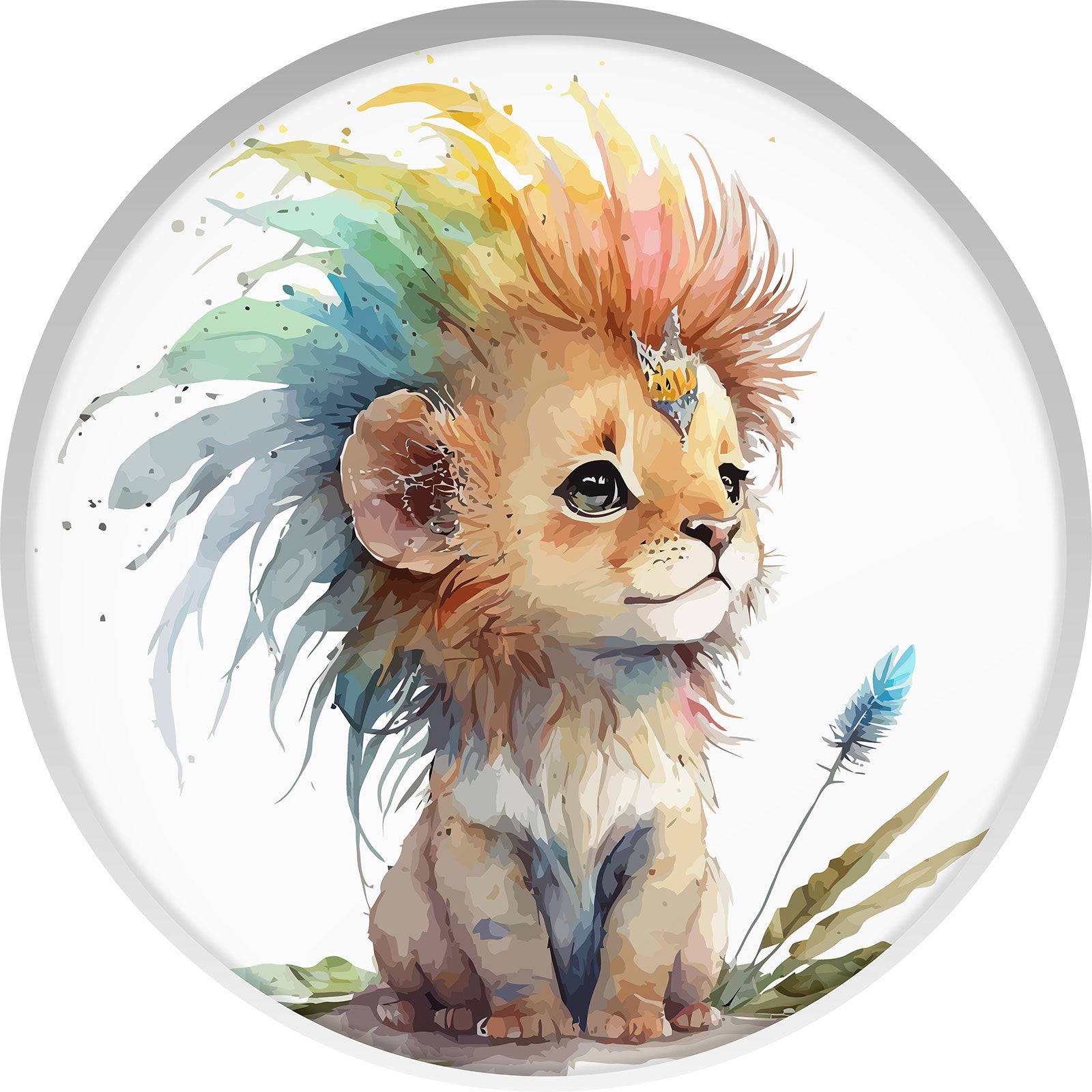 Stickers Trompe l'oeil Arche ronde Enfants - Lion - Diamètre 40 cm - 3