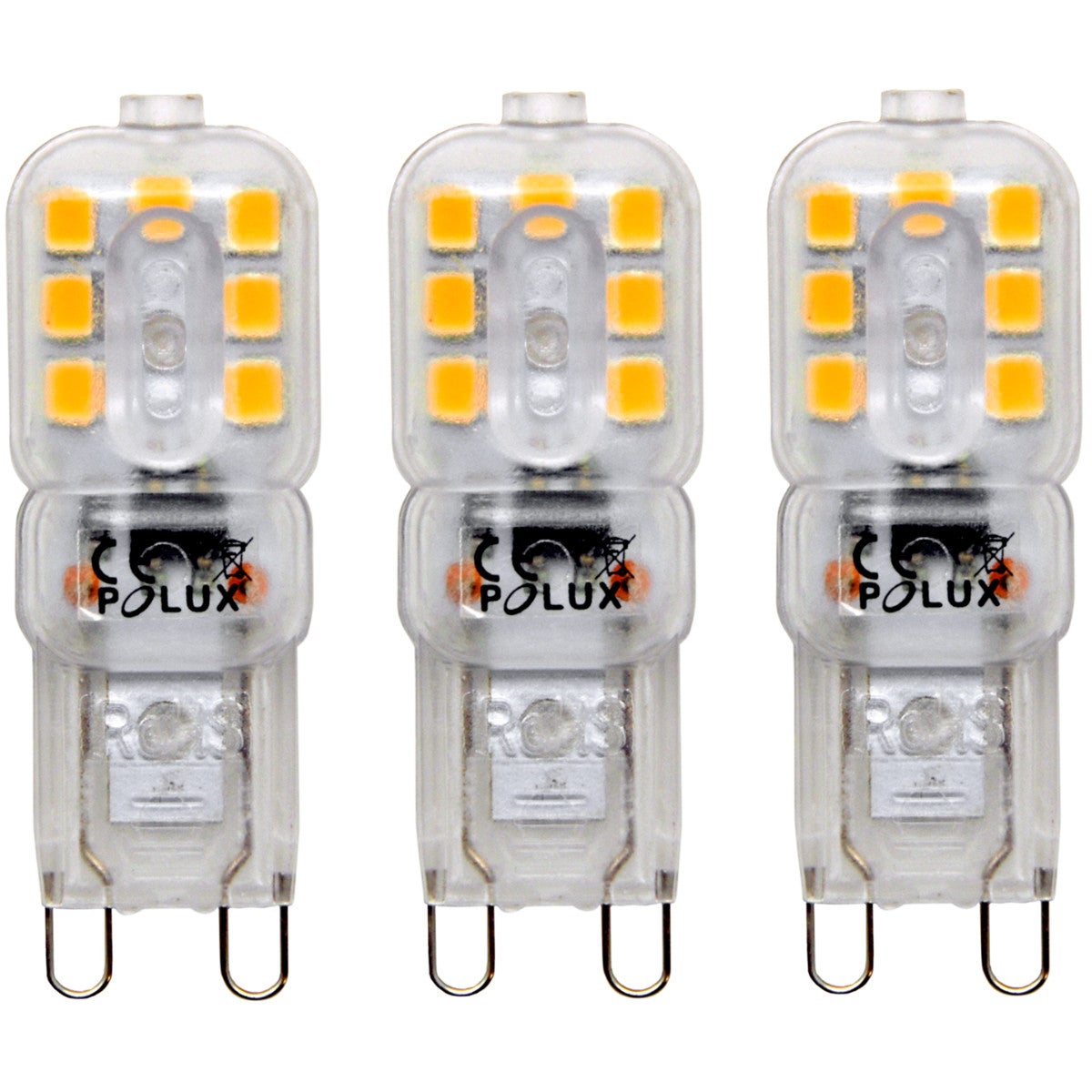 Żarówka LED SMD G9 2.5W kapsułka przezroczysta Ciepła biel 3000K 180lm x 3 sztuki Polux - 3