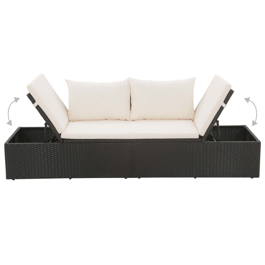 Lit Adulte | Lit de jardin Noir 195x60 cm Résine tressée CWV67523 - 4