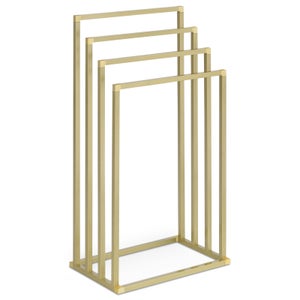 WENKO Porte-Serviettes Ravina Sur Pied – 2 Barres Inox Brillant, Socle Verre Sécurité Noir, Design Élégant Salle De Bain Ou Chambre 40×80×20 Cm