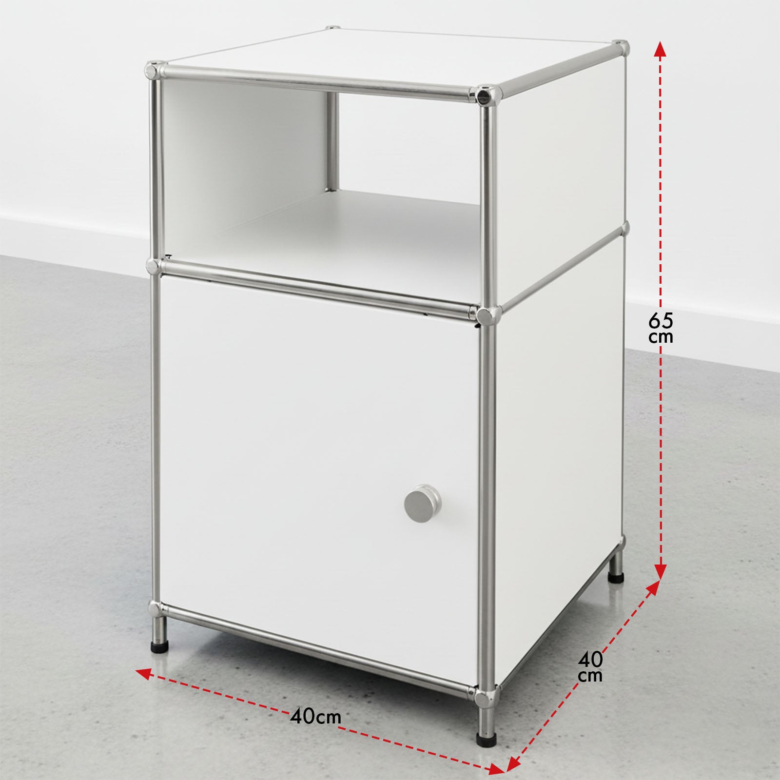 Étagère métal chromé design épuré, Concept Epuré MK-040 : 3 étages, 40 x 40 x 65 cm, Blanc - 3