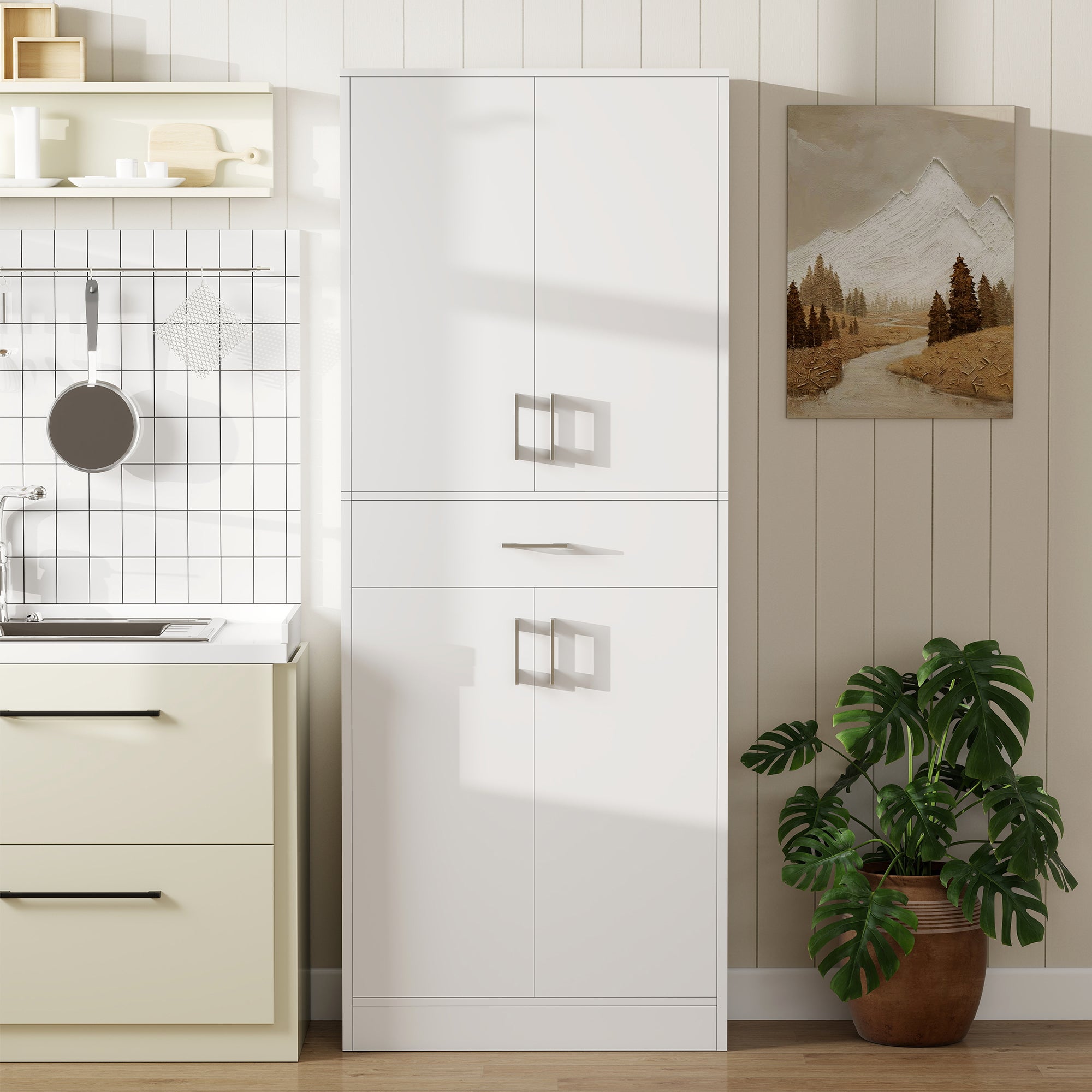 Alacena de Cocina HOMCOM Melamina de Madera, MDF Blanco 70.8x34x180 cm - 4