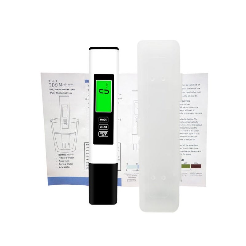 Cyfrowy tester wody TDS, profesjonalny tester 4 w 1 TDS, temperatury i EC z etui, 0-9999 ppm, idealny do wody pitnej