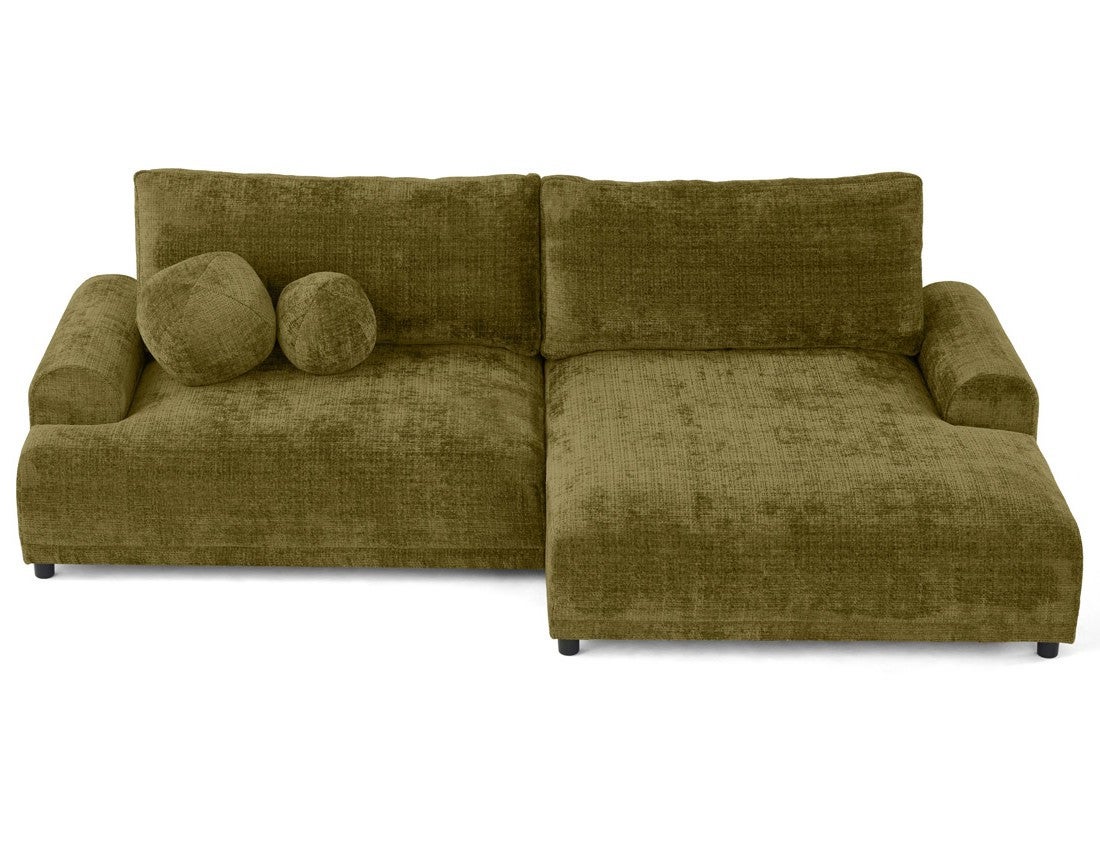 Canapé d'angle droit convertible 4 places en velours texturé vert olive - NELLY - Best Mobilier - 7