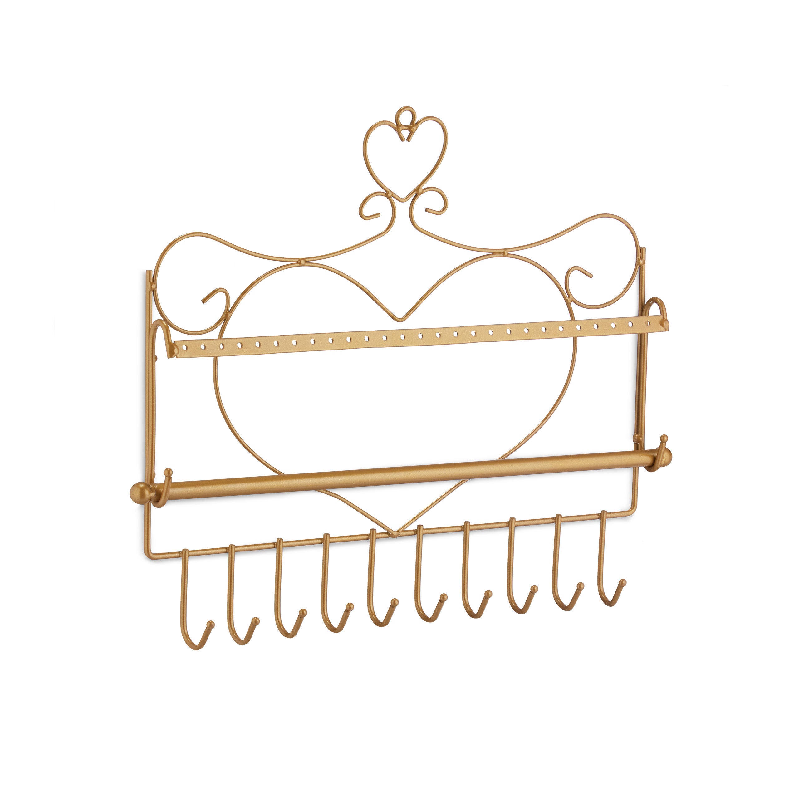 Porte-bijoux mural, pour colliers, boucles d’oreilles & bracelets, présentoir, 30 x 36,5 x 3,5 cm, doré, Relaxdays - 9