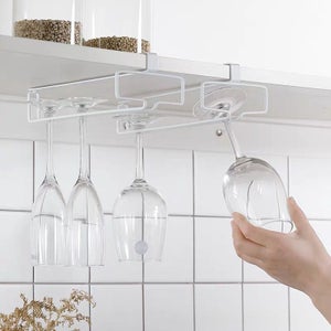 Support Verres à Vin Suspendu Inox - 2 Rangées, Fixation Sous Armoire Ou étagère