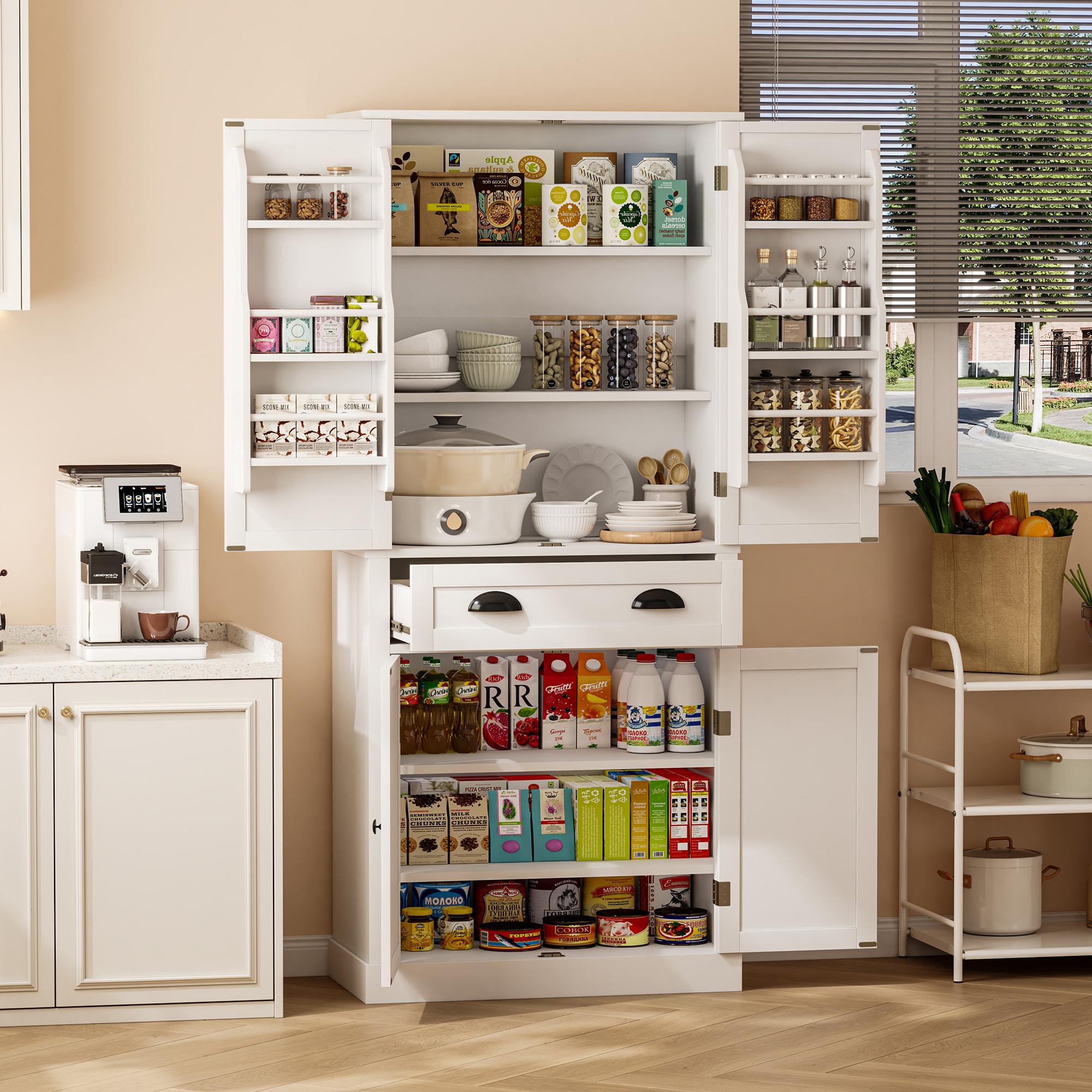BELLEZE Set Di 2 Credenze Harper - Buffet Con Ante E Ripiani Regolabili, Armadio Moderno Per Cucina, Soggiorno, Ingresso - Rovere Rustico E Bianco