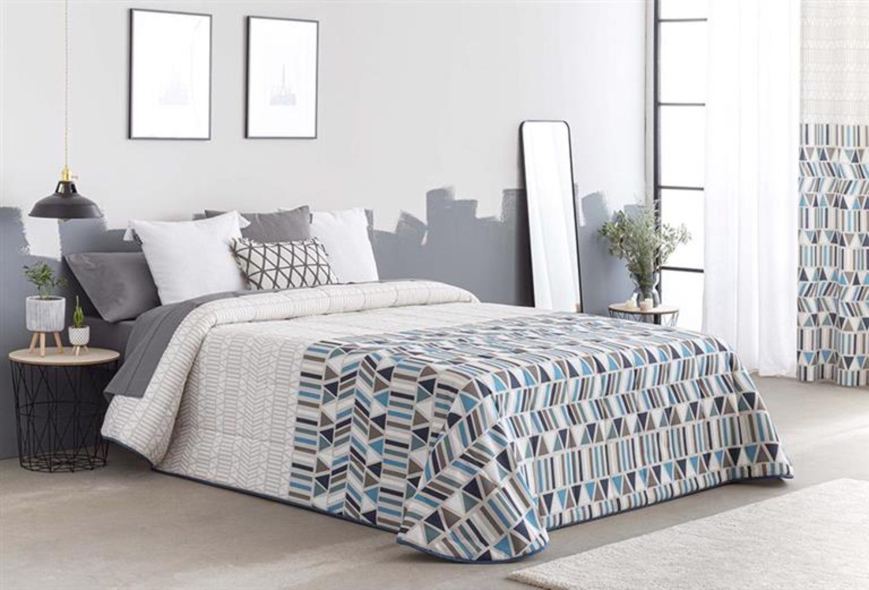 Colcha bouti estampada para invierno con relleno eibar azul para cama de 105 cm