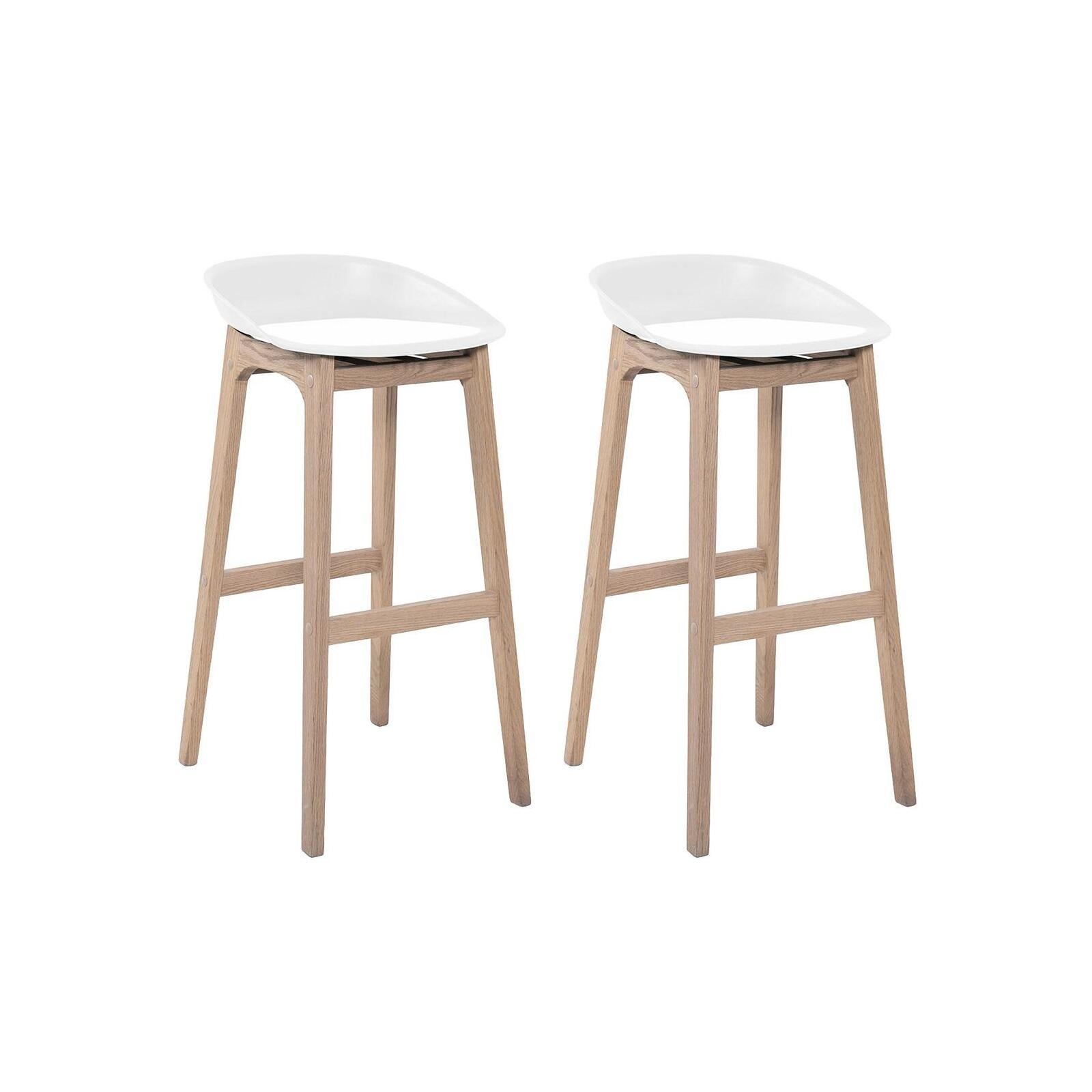 Conjunto de taburetes de bar riva de roble de 75 cm con asiento de plástico