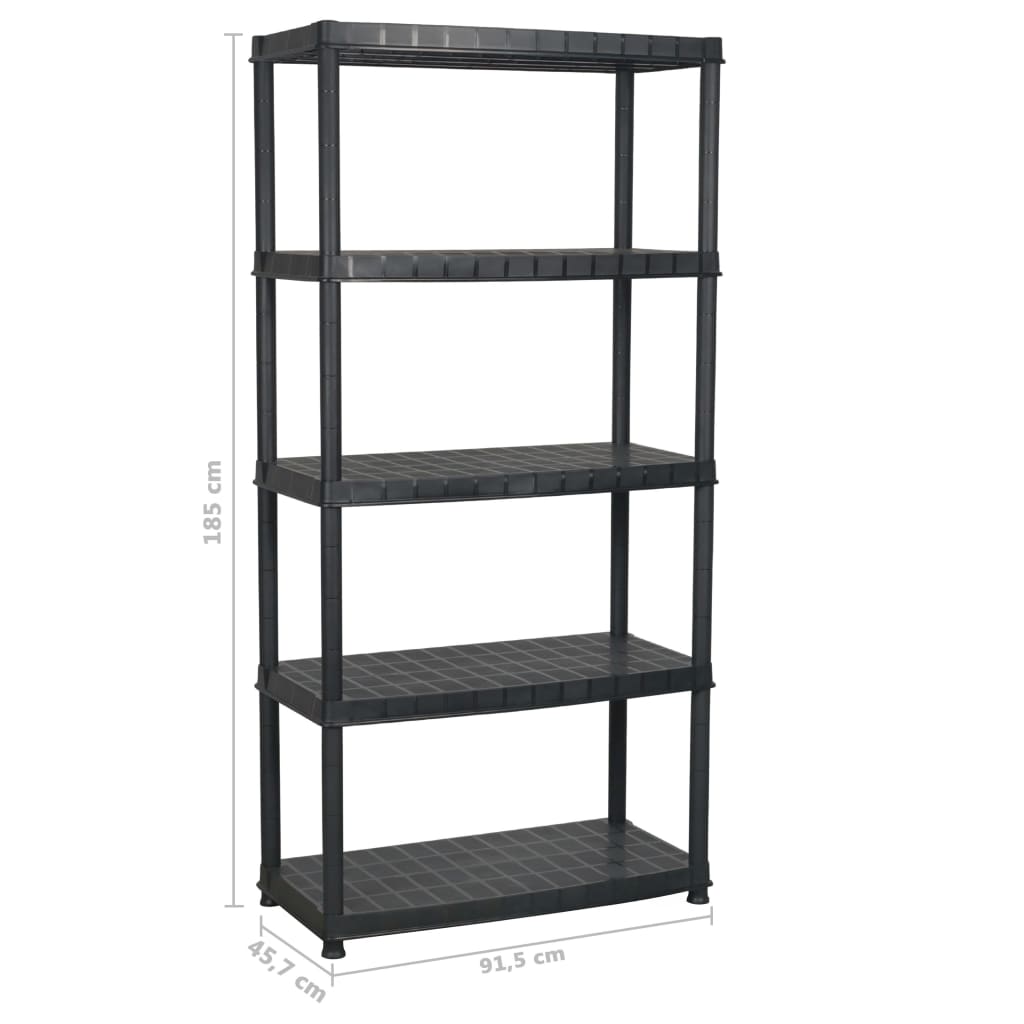 Prateleira de armazenamento de 5 níveis preta 91,5 x 45,7 x 185 cm de plástico – ComfortXL - 6