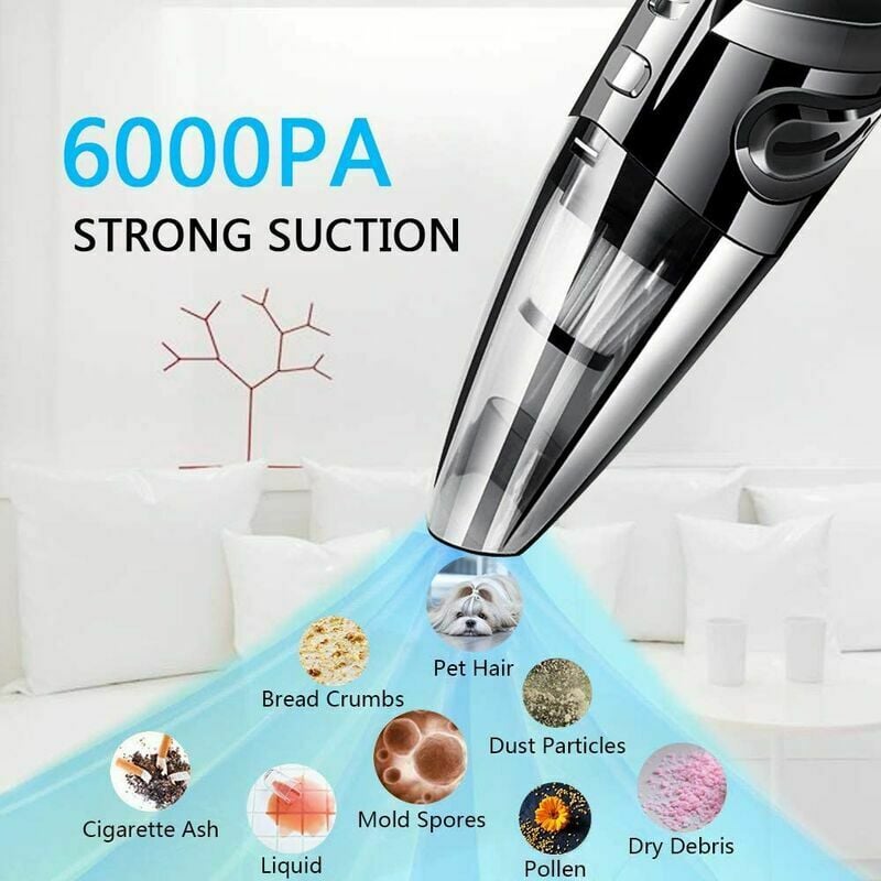 Aspirateur à cendre,Aspirateur à Main sans Fil Puissant Portable 120W 2200mAh avec Fonction Huimide & Sèche Filtre HEPA Lavable et 5 Buses Rechargea - 3