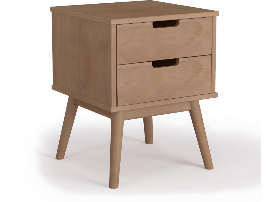 Table de Chevet Bali 2 tiroir, Fabriqué en Bois de pin Massif - 5