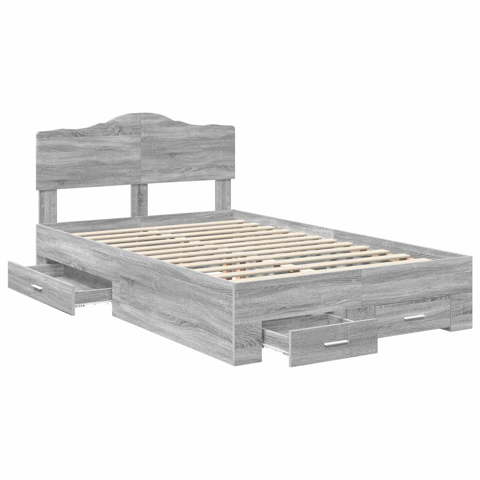 Cadre de lit en panneau de bois gris pour la chambre, 120 × 200 cm - 5