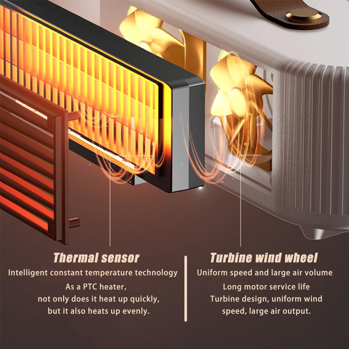 Grzejnik - Ogrzewacz domowy - Przenośny grzejnik ceramiczny - Zielony - 27,5 cm x 9 cm x 8,5 cm - 3