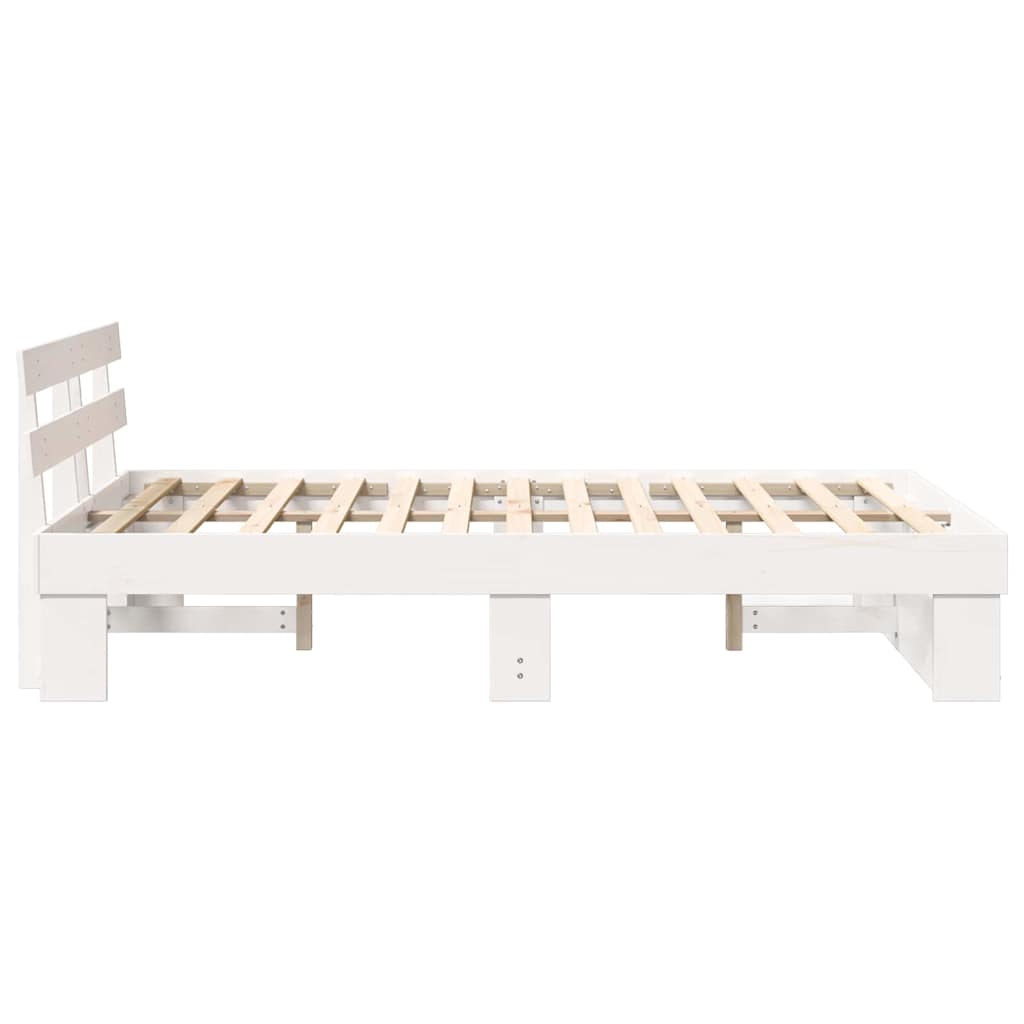 Cadre de lit avec tête de lit blanc 120 x 190 cm en pin massif - 6